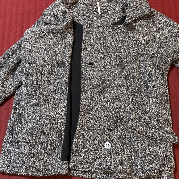 Free People Slouchy Moto Charcoal Gray/Black Tweed Jacket Size Medium - Picture 7 of 14